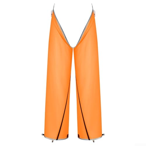 Quick Release Rain Pants for Hiking, Waterproof Nylon Trousers with Full-Length Side Zippers, Lightweight & Foldable for Outdoor Travel, Gray（Orange）