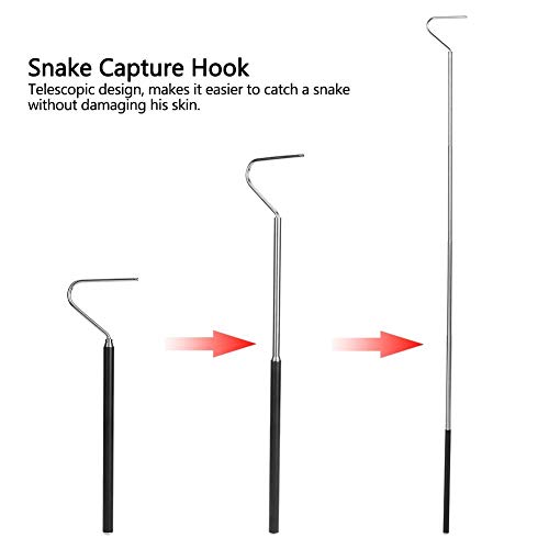 HEEPDD Gancho de cobra de vários tamanhos, gancho de cobra de répteis padrão de aço inoxidável exten