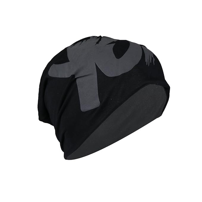 iSWEVEN Unisex Cotton Slouchy Beanie Skull Cap, All-Season Headwear for Men & Women, Ideal for Summer, Winter, Gym, Sports, Helmet Use - Free Size (7011A, Black) - Image 2 thumbnail