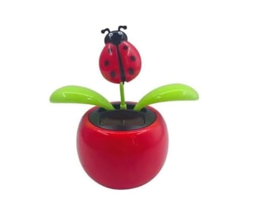Red Seven-Starred Ladybug Solar Dancing Car Dashboard Decorations, Funny Solar Powered Dancing Flower Pot Car Ornaments Flower Swinging Toy for Car Decor, Funny Gifts for Friends Solar Power Kits