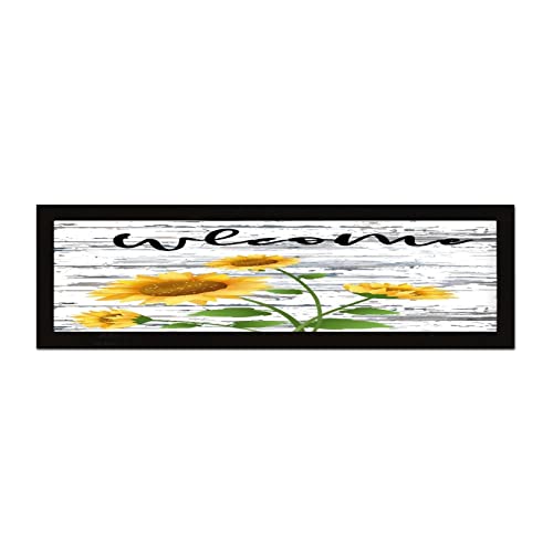 Plaque murale vintage avec tournesol de bienvenue pour décorer votre table de porche
