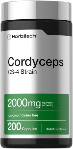 Horbach Cordyceps Mushroom Capsules | 200 Count | CS-4 Strain