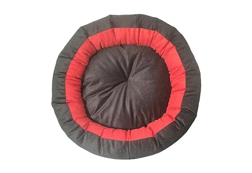 Image of Large Size Dog Bed for Puppies, Kitten and Cat, Velvet Fabric Dual Color Red-Black Anti-Skid Bottom Washable Export Quality Pet Bed