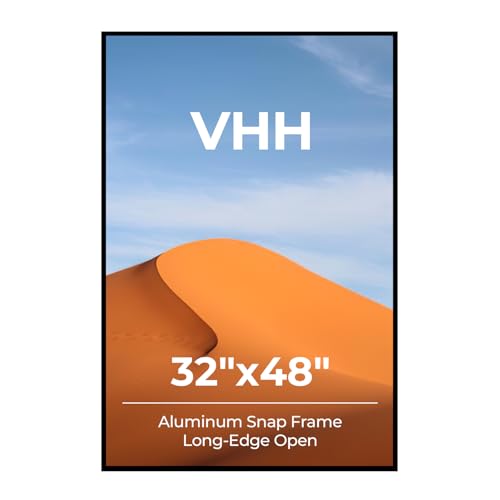 VHH 32x48 Snap Poster Frame 1 Pack Lightweigt Black Coated Aluminum with plexiglass