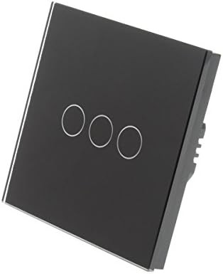 I LumoS Black Glass 3 Gang 1 Way Remote Touch LED Light Switch