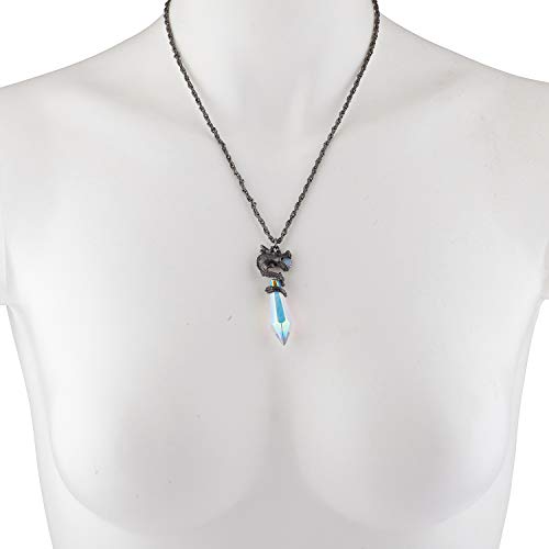 LUX ACCESSORIES Hematite Dragon Wrapped Point Crystal Pendulum Necklace4