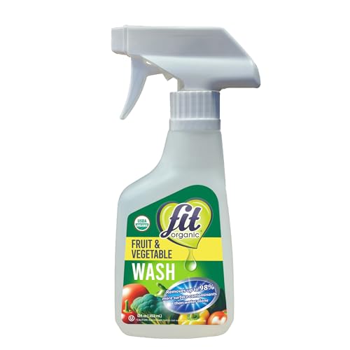 FIT Organic Fruit and Vegetable Wash, Spray Bottle, White, Clear, 12 Fl Oz
