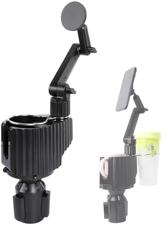 Magnetic Car Cup Holder Phone Mount for Magsafe, Easy To Install 2-in-1 Cell Phone Holder Compatible with iPhone 15 Pro Max 14 13 12 Series,Samsung,MagSafe Car Accessories (One-Handed Operation)