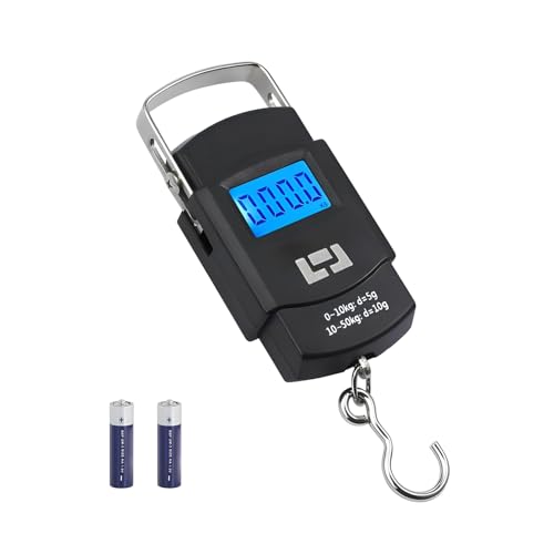 Image of GLOTY Portable Digital Luggage Weighing Scale 50kg /110lb | Handheld Electronic Hanging Hook Scale with LCD Display | Travel Bag Weight Machine | Lightweight Mini Baggage Scale for Travel & Home Use