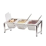 CURTA Commercial Spice Rack Set, NSF Certified, 18/8 Stainless Steel Inclined Organizer Shelf with 3 1/6 4' Pan & 3 Ladles, 13.8'-23.6' Adjustable, Countertop Holder for Seasoning Topping