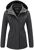 Pursky Fall Coat Barn Jacket Womens Clothes Lightweight Casual Spring Military Zip Up Snap Buttons Utility Anorak Field Safari Outwear Grey M