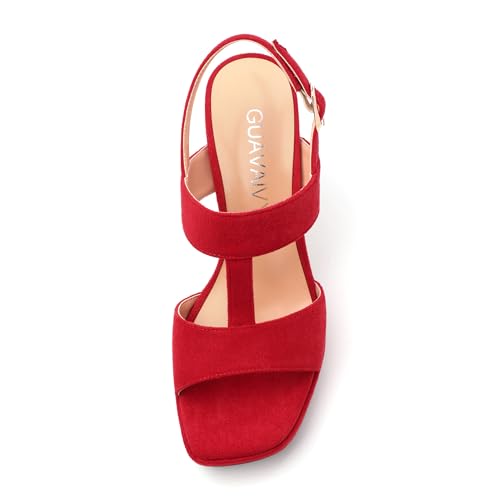 Women's Platform Sandals, Square Open Toe High Heels, Fashion Buckle Ankle Strap Heeled Sandal for Wedding Partying Working3