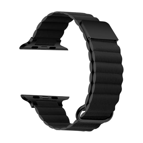 Fermeture iWatch 38/40/41 mm facile avec bracelet cuir noir magnétique