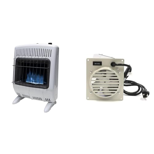 Mr. Heater Vent-Free 20,000 BTU Blue Flame Natural Gas Heater, One Size, Multi & F299201 Vent-Free Blower Accessory Kit (2016-present), Multi