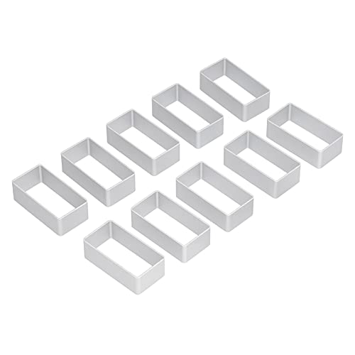 Lot de 10 Moules à Pâtisserie Rectangulaires en Aluminium, Moules pour Gâteaux de Lune et Tartelettes à L'ananas, Emporte-pièces DIY pour Biscuits et...