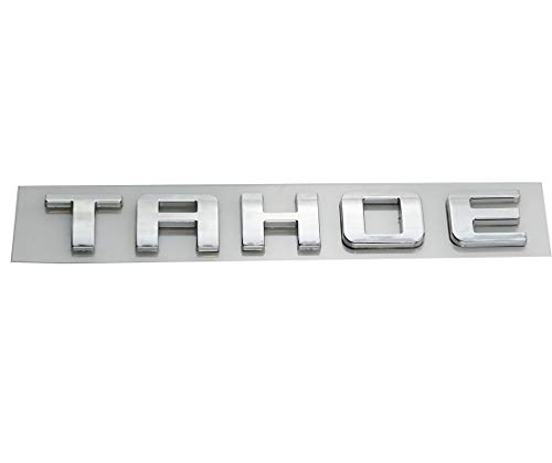 Image of 2pc Chrome Tahoe Emblem Door Trunk Tailgate Badge NAMEPLATE 3D Raised Strong Adhesive Fit for 07-17 Chevy Trunk Cars (Silver)