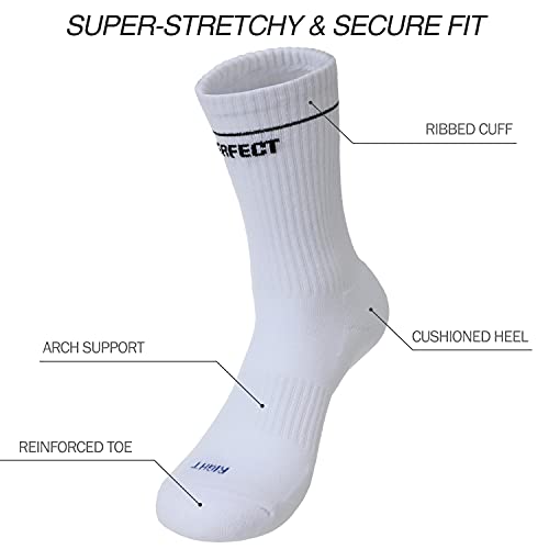 PERFECT CORNER Athletic Cotton Crew Socks with Cushioning & Arch Support for Gym & Sports3