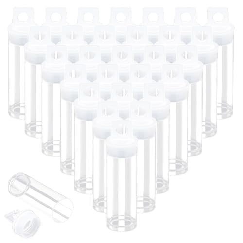 OTDOGUO 30pcs Clear Tube Bead Containers, Plastic Storage Tubes with Caps Organizers Bottle Container Set for Beads, Bath Salt