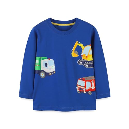 Boys Long Sleeve T-Shirts Toddlers Boy Graphic Crewneck Tee Shirts for Kids Cotton Basic Tops 2 Pack3