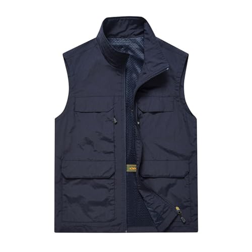 Lightweight Vest for Men Zip Up Casual Vest Big and Tall Sleeveless Jacket Outdoor Hiking Vest with Pockets