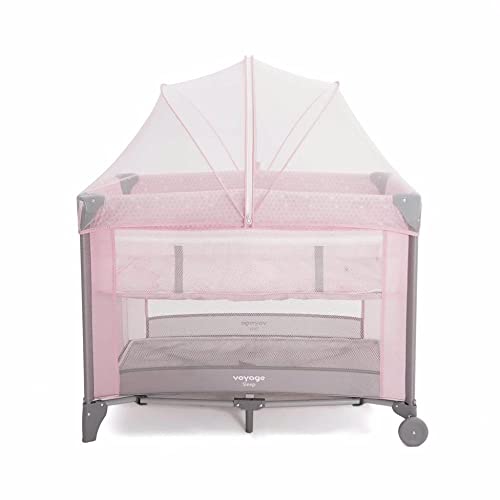 Berço Cercado Portátil p/Bebê Sleep 18kgs Rosa Claro Voyage
