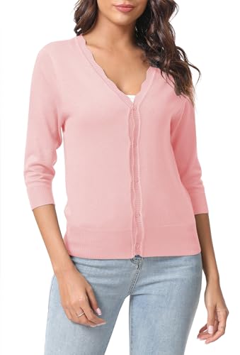Urban CoCo Woman's 3/4 Sleeve V-Neck Cropped Cardigan Sweater Open Front Lightweight Knit Shrugs for Women2