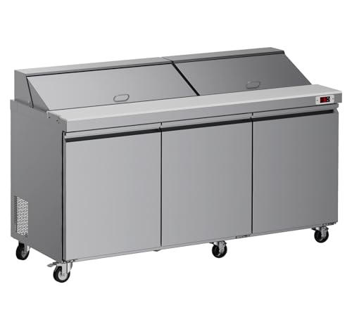 72 Salad Prep Table with 18 Pan & Lockable Shelves