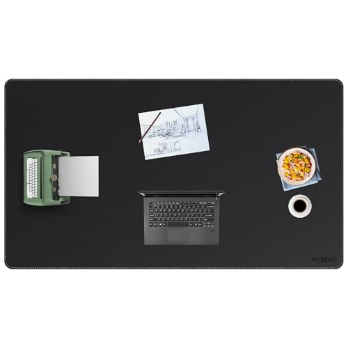 Mydours Giant 63" x 36" Desk Pad, PU Leather Surface for Extra Large Coverage, Professional Office Mat, Large Mouse Pad for Desk for Writing, Workspace, Home and Office (Black)