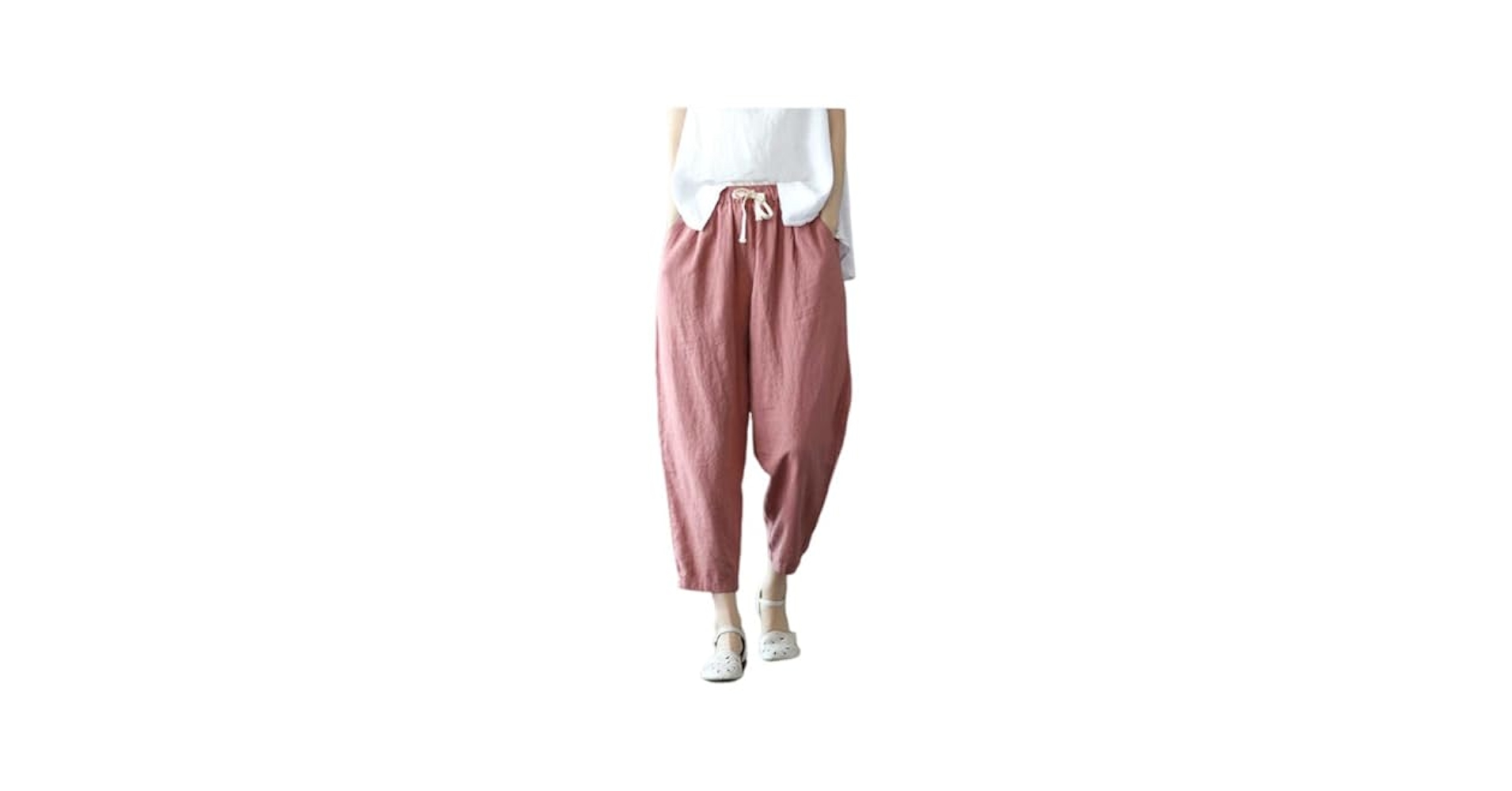 Amazon.co.jp: 綿麻パンツ レディース 春 夏 秋 9分丈 コットン