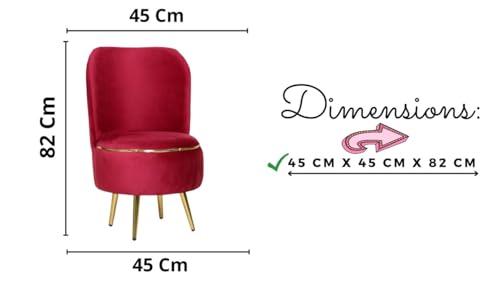 Image of Ottoman for Living Room, Velvet Round Foot Rest Stool, Metal Legs Chair for Sitting, Puffy for Bedroom & Makeup Room Decor | Chair (18 inchx18 inchx32 inch), Puffy (16 inchx16 inchx17 inch) | (Combo-Wine)