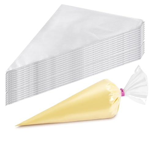 100Pcs Icing Piping Bags, Large Disposable Pastry Bag, Tear-Proof Icing Bags for Frosting, BPA Free Perfect for Cake Cupcake Dessert Cookies Decorating Royal Frosting (20x31cm, Clear)