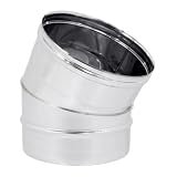 MAKA Curva 30° per Canna Fumaria in Acciaio Inox, Raccordo Curvo Monoparete per Tubo Fumo Stufa a Legna Pellet e Caldaia, Innesto Maschio-Femmina (Ø 180 mm, AISI 316)