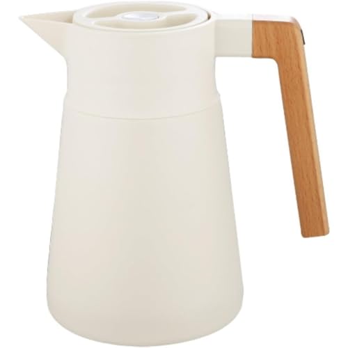 Emidor 魔法瓶 湯たんぽ 真空断熱フラスコ 304ステンレススチール 木製ハンドル 二重構造 1.5L/2L 大容量 開閉簡単 保温・保冷二重壁設計 直接滴り・飛散防止 おしゃれ アウトドア、キャンプ、家庭用、業務用に最適 (D,1.5L)