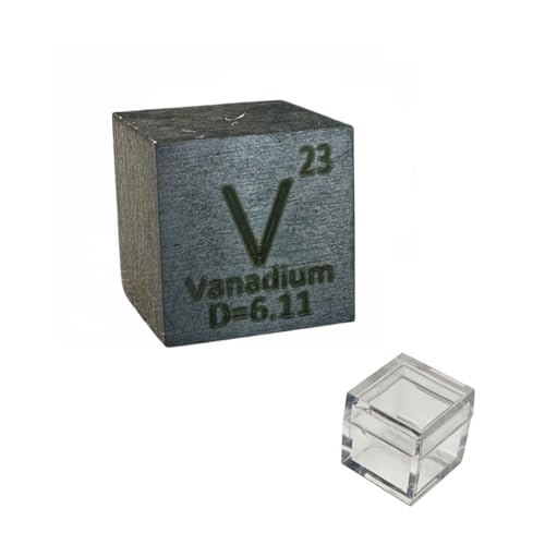 Vanadium Cube A Unique Metal Cube Made of 99.9% Pure Vanadium Block, Periodic Table Element Cube Collection,Science Gift for Adults,Engraved Vanadium Cube + Acrylic Box (Vanadium, 0.39inch(10mm))
