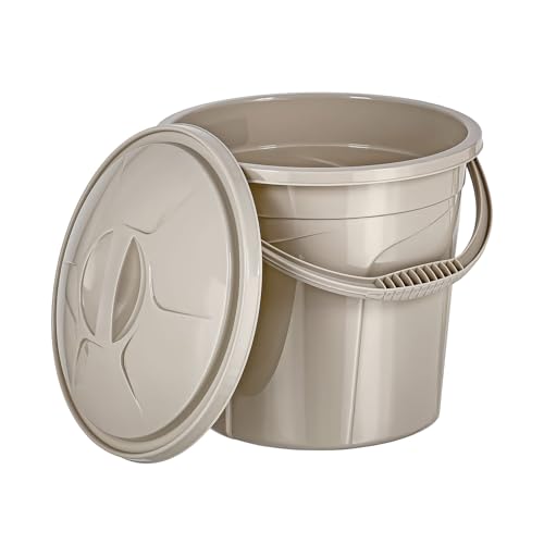 Best House | Water Bucket | 5 Litres | Cream | 1 Pc | Bucket with Lid & Carry Handle | Multipurpose Storage Container for Kitchen Garden Cleaning Water Animal Bird Feed Storage Buckets (Pack of 1)