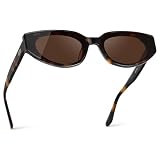 WearMe Pro – Women’s Narrow Cat-Eye Sunglasses: Acetate Frame and Anti-Reflective Lenses (Brown Tortoise/Dark Brown Lens)