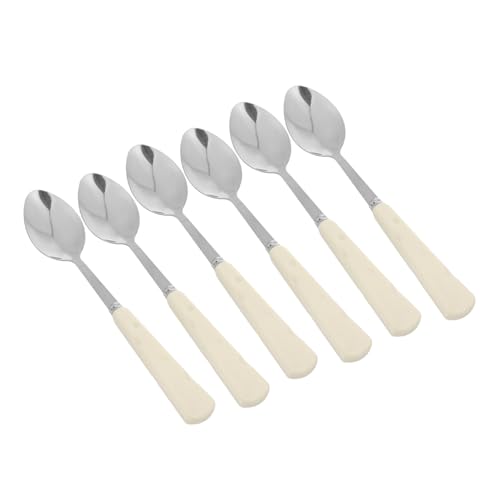 Cabilock 6Pcs Elegant Dessert Spoons Stainless Steel Tea Spoons with Unique Cheese Handle for Ice Cream Cake Espresso Stirring and Stylish Utensils for Luxurious Dining