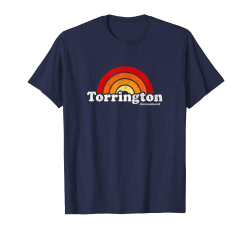 Torrington Connecticut CT Vintage 70s Retro Rainbow Diseño Camiseta