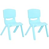 JOON 2 Pack Stackable Plastic Kids Learning Chairs, 20.8x12.5 Inches, The Perfect Chair Sets for Playrooms, Schools, Daycares and Home, Colorful Design, 10.5 Inches Seat Height, Baby Blue