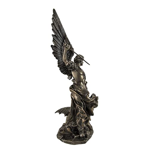 Estatua de San Miguel 10 pulgadas acabado bronce resina miniatura 4