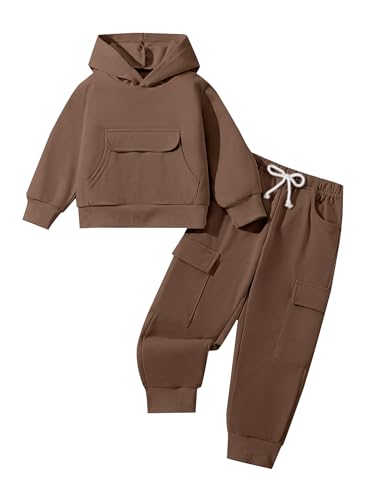 Hilinker Girl 2 Piece Outfits Long Sleeve Hoodie and Cargo Pants Set Sweatsuit Kids Toddler Clothes