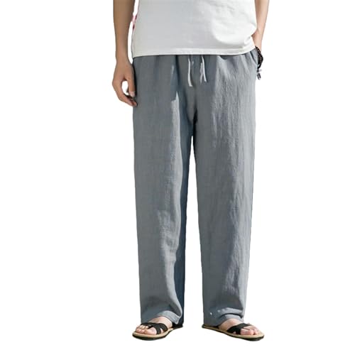 Men's Spring Summer Cotton Linen Chinese Style Vintage Straight Loose Breathable Casual Long Pants