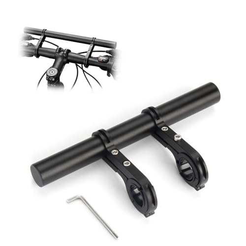 Batheidon Extension de Guidon prolongateur Vélo 20 cm, Kit d'Extension avec Tournevis, Support Guidon pour Poignées de Moins de 30mm, Compatible GPS, Caméra Sportive,...