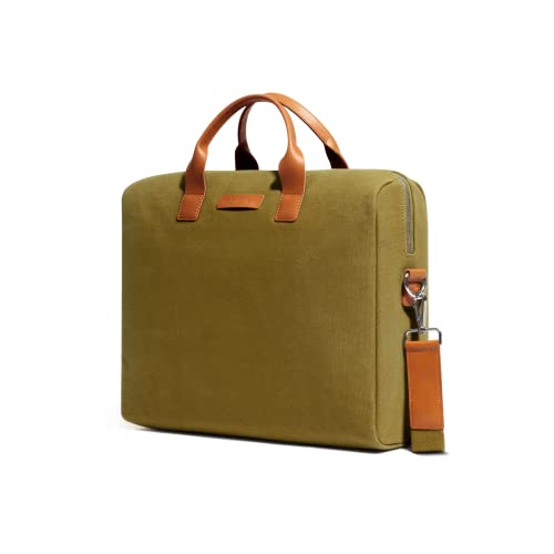 Image of DailyObjects Unisex City Compact Fleet Canvas Laptop Messenger Bag with Leather Handles and Adjustable Straps | Zip Closure with Slip Pockets and Large Storage For 14 Inch Laptops