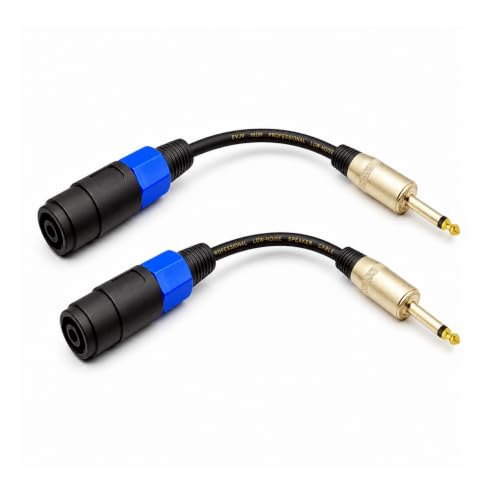 KOOKFJLLZ 12AWG OFC 1/4' TS Male to Speakon NL4 Female Cable - 6 Inch 6.35mm Speaker Cable 2 Pack...