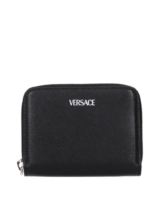 Versace Women's Black Leather Zip Around Wallet