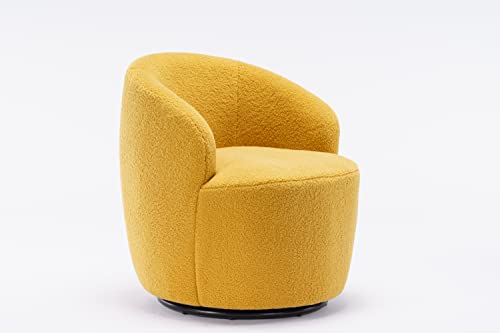 Sillón giratorio de tela teddy color amarillo miniatura 4