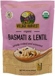 Village Harvest Microwaveable Organic Seasoned Lentil & Basmati Rice 8.5 oz (Pack of 6)