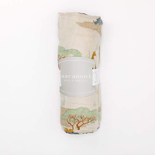 Image of SARANONI Muslin Swaddle Blankets | Breathable, Luxury, Soft & Decorative Baby Swaddle Blanket | The Savannah - 47" x 47"