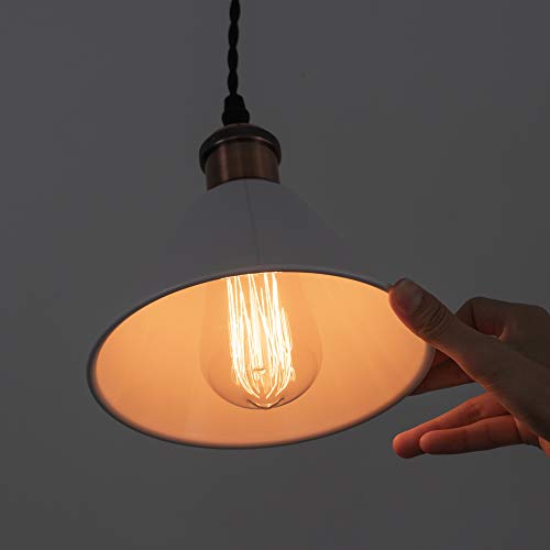 Image of 4-Pack 7.08 inch Industrial Vintage Metal Bulb Guard Iron White Hanging Cone Holder DIY Light Shade Decorative Replacement Lamp Shade for Pendant Light Table Lamp Wall lamp Wall Sconce